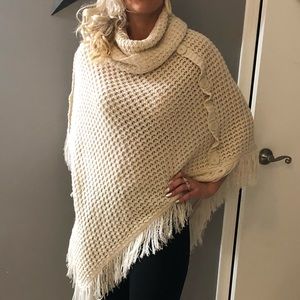 Knit shawl by INC, cream colour with buttons, one size fits all